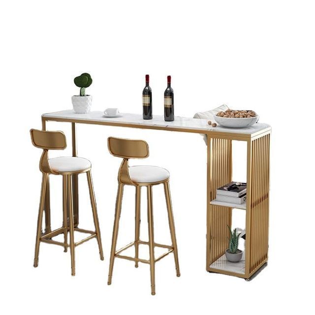 Nordic home minimalist living room against the wall partition high table bar long table and chairs marble bar table and chairs