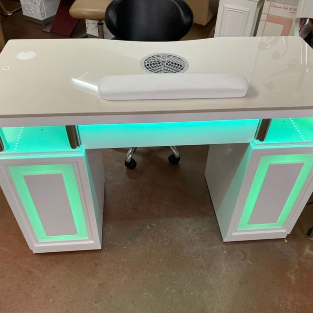 Modern Manicure Table Salon Manicure Furniture Marble Manicure Table and Chair Set with Dust Collector and LED Light