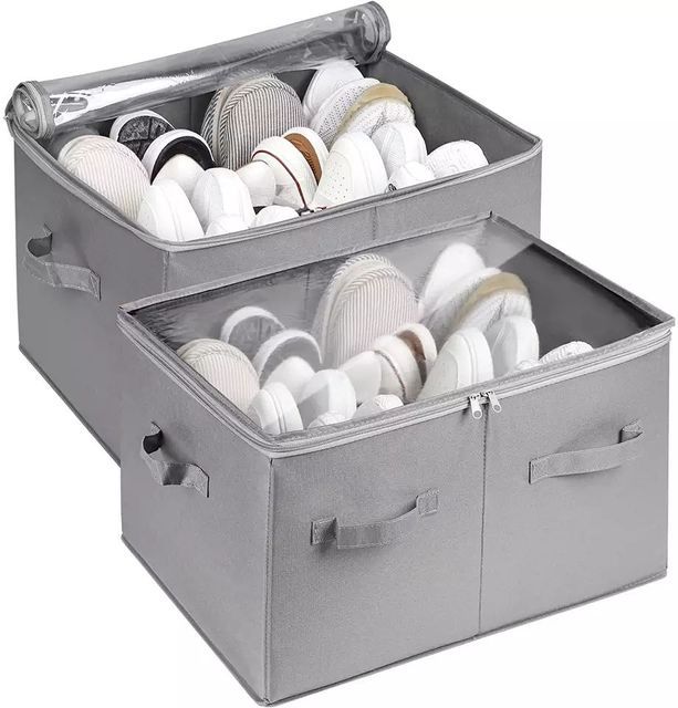 Foldable Storage Box With Lid Transparent Toy Shoes Storage Box